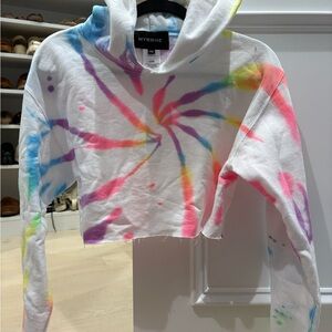 Women’s MYRRHE tie dye cropped hooded sweatshirt size XS